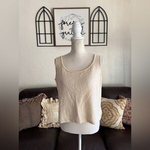 ST. JOHN Beige Cream Santana Knit Tank Size M Classic Designer Basic Summer